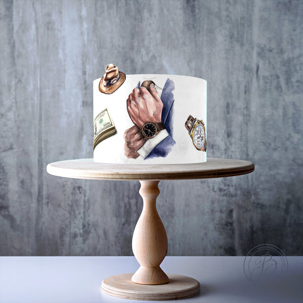 Gentleman, Father's day, Suit & Tie edible cake topper decoration