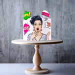 Personalised Pinup girl pop art edible cake topper decoration