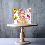 Personalised Pinup girl pop art edible cake topper decoration