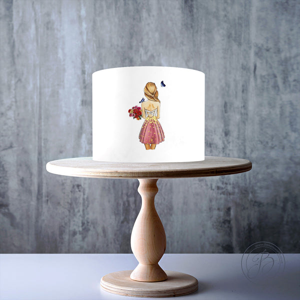 Woman, lady, girl edible cake topper decoration