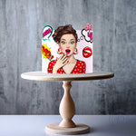 Personalised Pinup girl pop art edible cake topper decoration