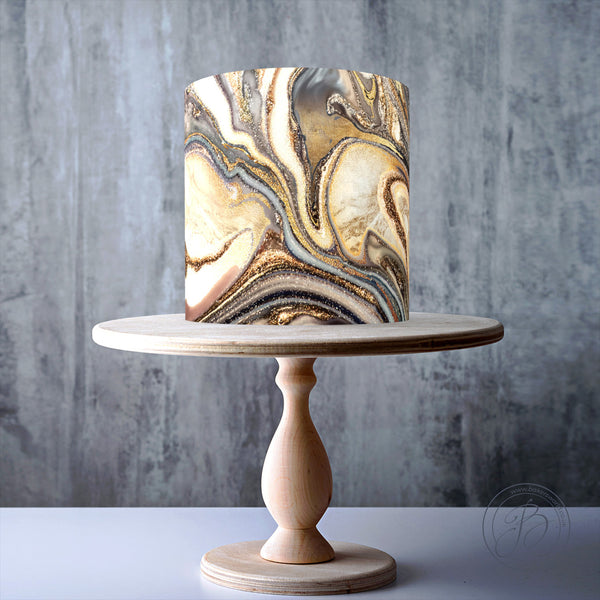 Gold Marble Pattern edible cake topper decoration