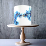 Blue White Marble Pattern edible cake topper decoration