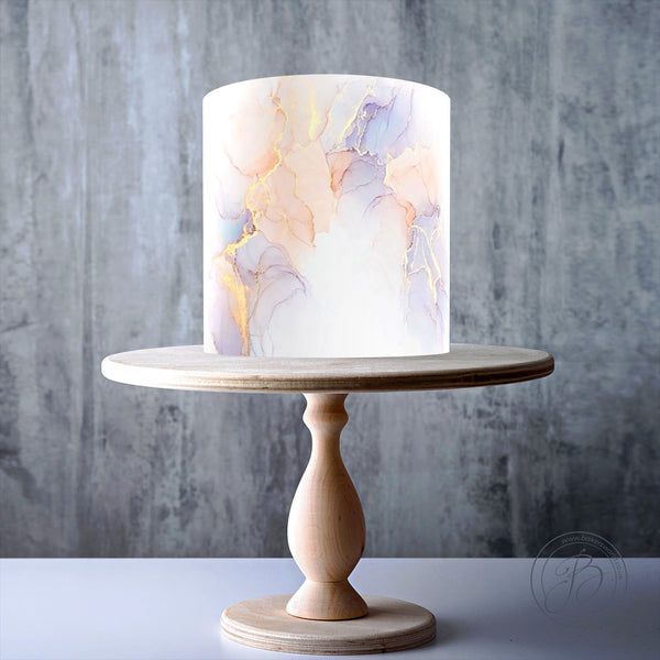 Light Purple and Peach Marble Pattern edible cake topper decoration