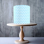 Baby Blue Zig Zag Pattern edible cake topper decoration