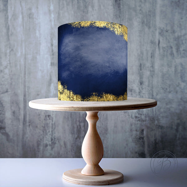 Navy Gold Foil effect edible cake topper decoration