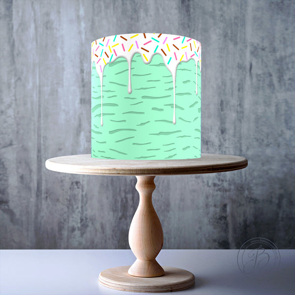 Pistachio Ice Cream effect edible cake topper decoration