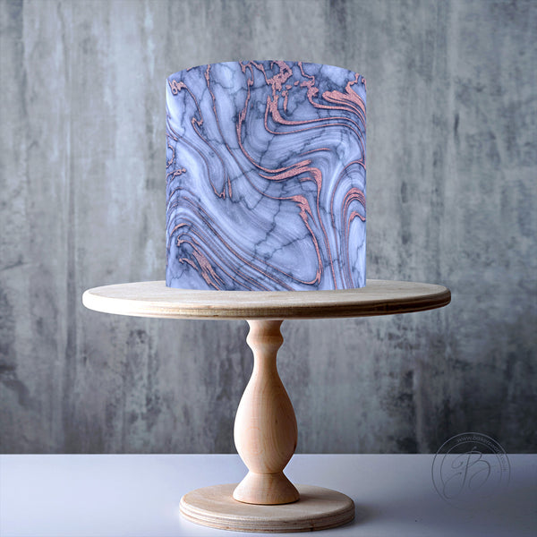 Blueberry and Pink Marble Pattern edible cake topper decoration