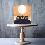 Orange Halloween Pumpkins full moon background edible cake topper decoration