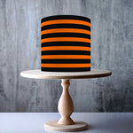 Halloween Black and Orange stripes background Seamless edible cake topper decoration