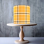 Halloween Dark Yellow Seamless Tartan Pattern edible cake topper decoration