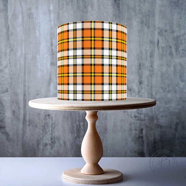 Orange White Seamless Tartan Pattern edible cake topper decoration