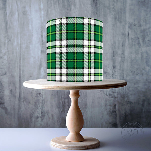 Green White Seamless Tartan Pattern edible cake topper decoration