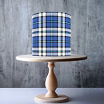 Blue White Seamless Tartan Pattern edible cake topper decoration