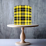 Yellow Black Seamless Tartan Pattern edible cake topper decoration