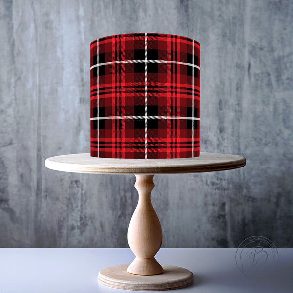 Red Black Seamless Tartan Pattern edible cake topper decoration