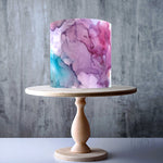 Purple Blue Alcohol ink edible cake topper decoration