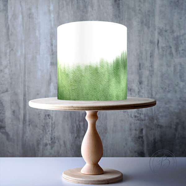 Green Watercolour Ombre Pattern edible cake topper decoration