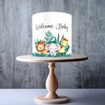 Personalised Cute Safari Giraffe, Elephant and Lion edible cake topper decoration