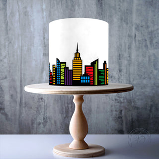 Superhero Colourful City Skyline bundle edible cake topper decoration