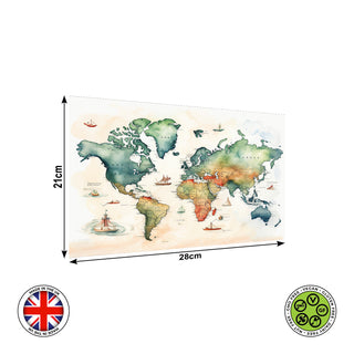 Watercolour Travel Map wrap around edible cake topper decoration