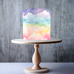 Pastel Rainbow and Stars wrap around edible cake topper decoration