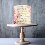 Cherry Blossom Musical Notes Musical Sheets edible cake topper decoration