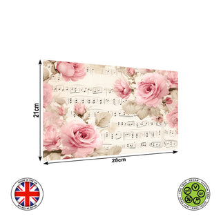 Shabby Chic Floral Musical Notes Musical Sheets edible cake topper decoration