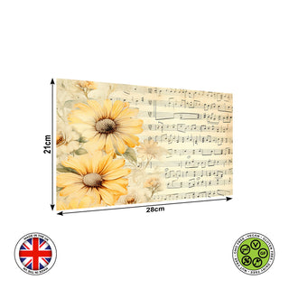 Shabby Chic Floral Musical Notes Musical Sheets edible cake topper decoration