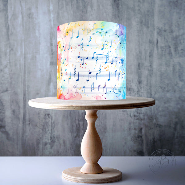 Watercolour Musical Notes Musical Sheets edible cake topper decoration