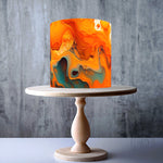 Tangerine Orange Patina Fantasy Alcohol ink Marble Pattern edible cake topper decoration