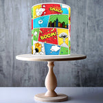 Panoramic Superhero Comic Page Seamless edible cake topper decoration