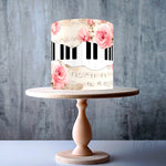 Fault line Piano keyboard Shabby Chic Floral Musical Notes edible cake topper decoration