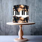 Fault line Piano keyboard Golden Luxury Floral Seamless edible cake topper decoration