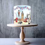 London Cityscape, England Travel Landmarks Watercolour wrap around edible cake topper decoration