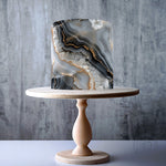 Black and grey geode-inspired marble pattern edible cake topper decoration