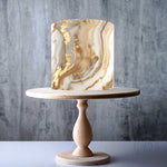 Beige, white, and gold marble design edible cake topper decoration