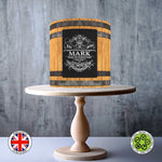 Personalised Whiskey Wine Wood Barrel Seamless Pattern edible cake topper decoration