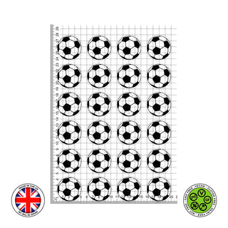 Black & white football balls soccer edible cake/cupcake decoration (24pcs)