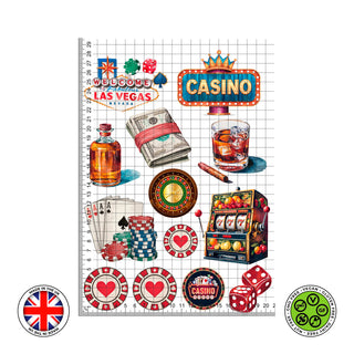 Watercolour Casino set edible cake topper decoration