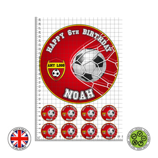 Your Football Club logo personalised set 7.5in round cake topper + 8 cupcakes edible cake decoration