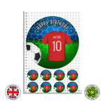 Personalised Football Jersey set 7.5in round cake topper + 8 cupcakes edible cake decoration