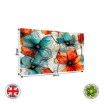 Alcohol Ink Teal and Orange Flowers Seamless Floral wrap around edible cake topper decoration