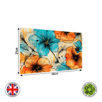 Alcohol Ink Teal and Orange Flowers Seamless Floral wrap around edible cake topper decoration