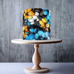 Alcohol Ink yellow, blue & white Flowers Seamless Floral wrap around edible cake topper decoration