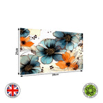 Large Teal and Orange Flowers Seamless Floral wrap around edible cake topper decoration