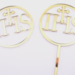 IHS with cross - First Holy Communion cake topper