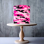 Pink Camouflage Pattern edible cake topper decoration