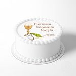 Pierwsza Komunia Święta 7.5in round edible Communion cake topper decoration