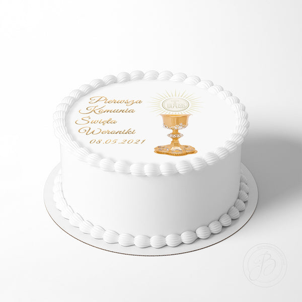 Personalised Pierwsza Komunia Święta 7.5in round edible Communion cake topper decoration